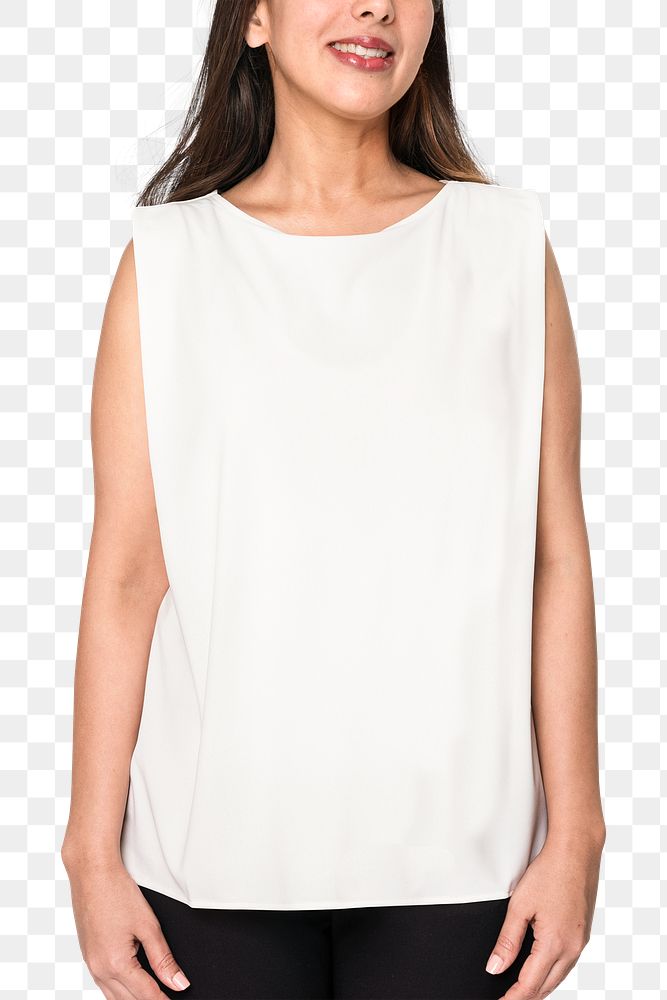 Png white tank top mockup on transparent background