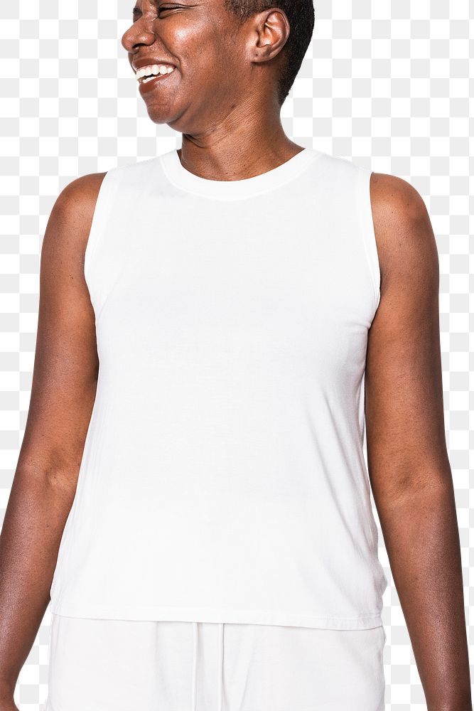 Png white tank top mockup on transparent background