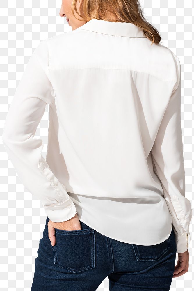 Png long-sleeve shirt mockup womenswear rear view