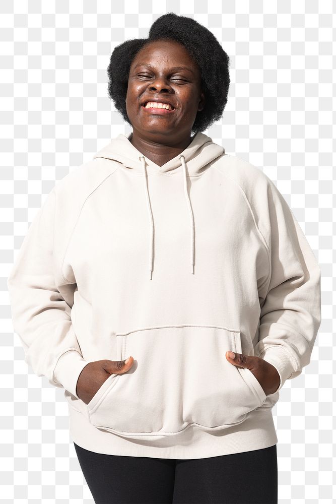 Png woman in beige hoodie street fashion
