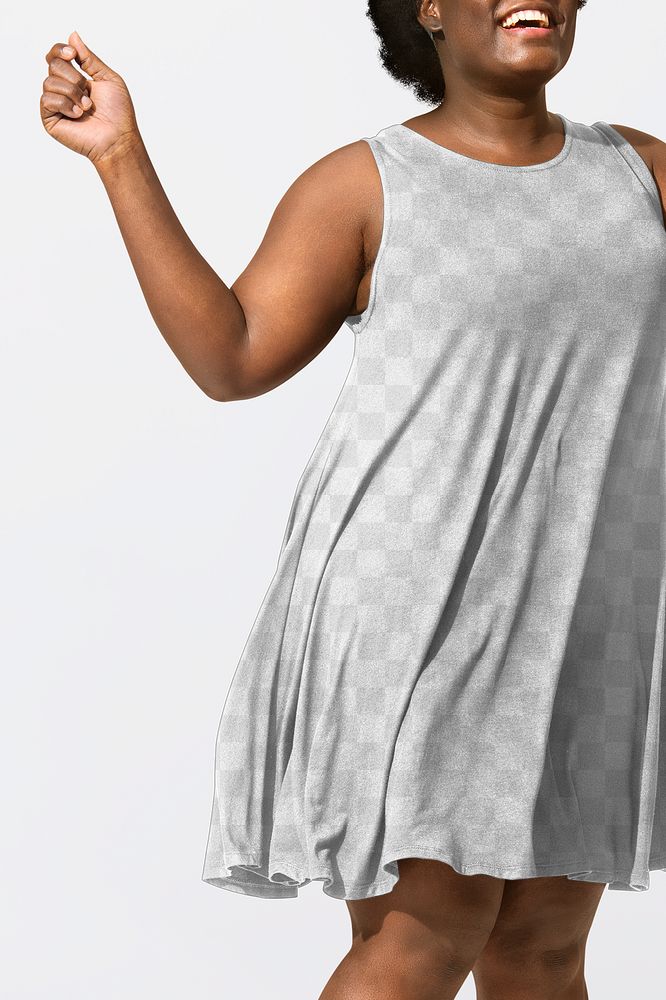 Png casual dress mockup transparent on African American woman close-up