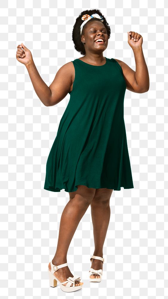 Png green dress mockup on African American woman