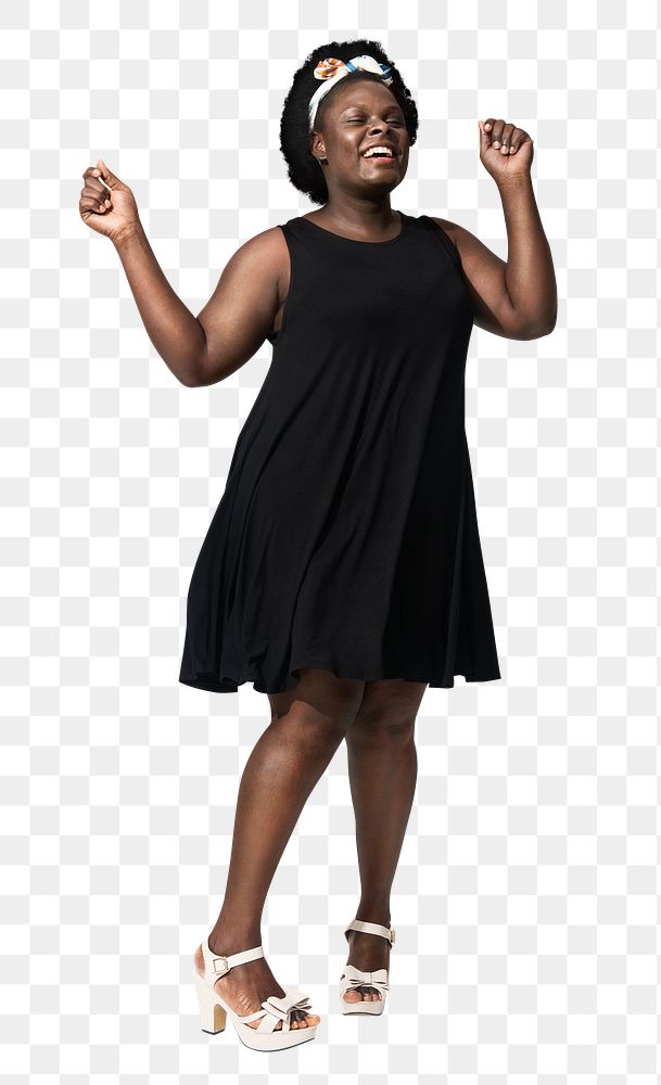 Png black dress mockup on African American woman