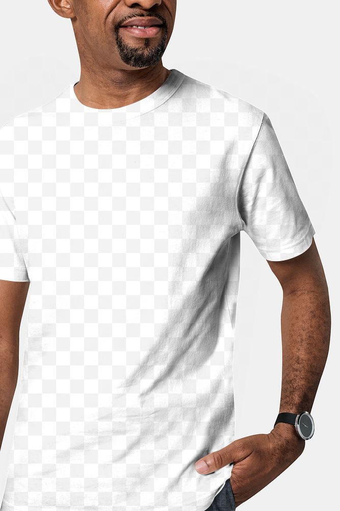 Png t-shirt mockup transparent on African American man 