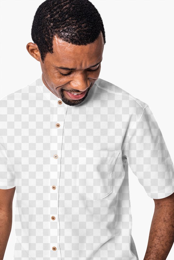 Png long-sleeve shirt mockup on African American man