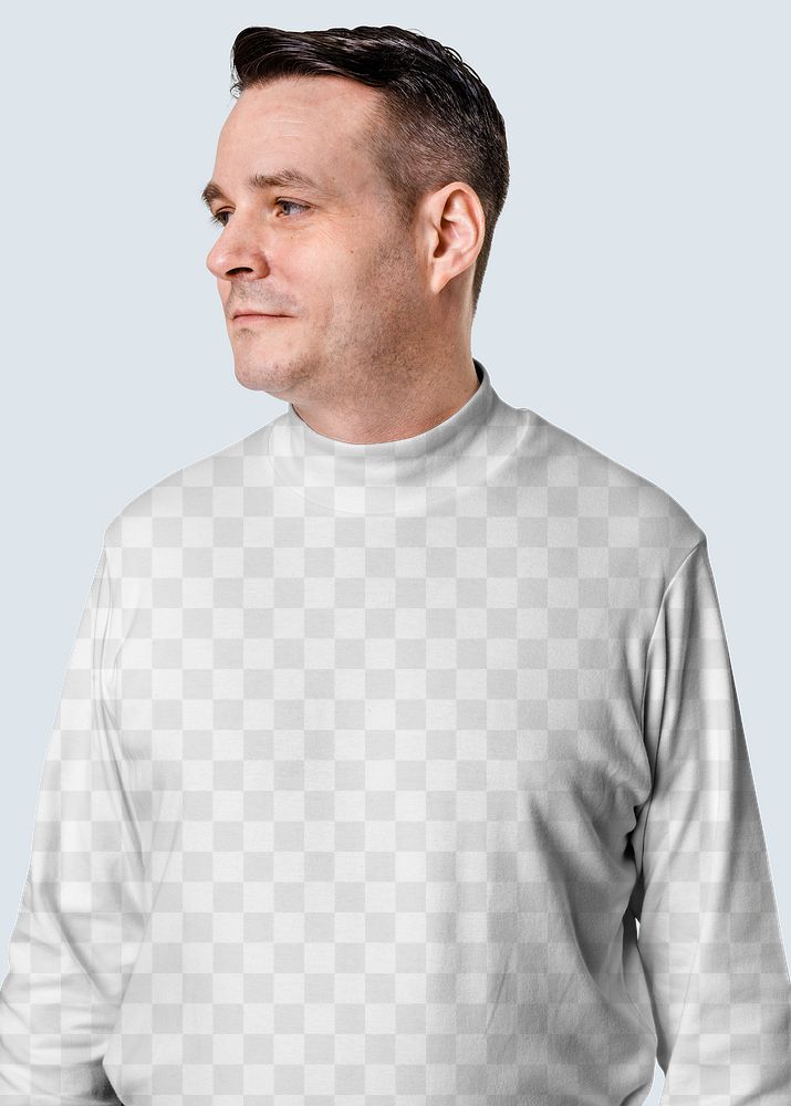 Png turtleneck t-shirt transparent mockup men&rsquo;s apparel