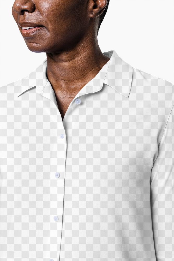 Png long-sleeve shirt mockup on African American woman