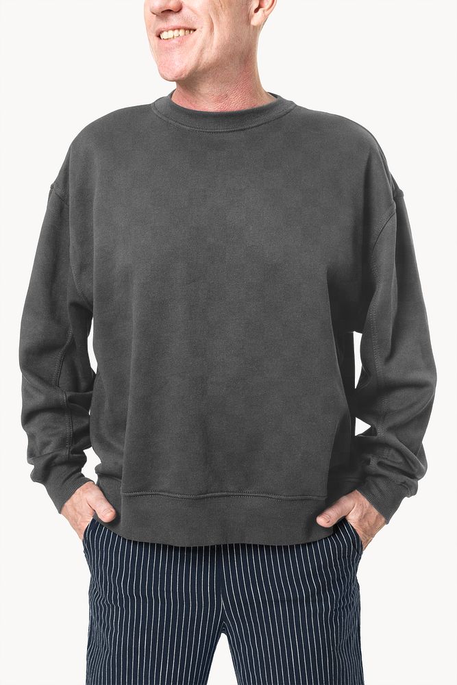 Png sweater mockup on senior man front view