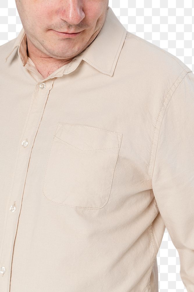 Png  beige long-sleeve shirts mockup on transparent background