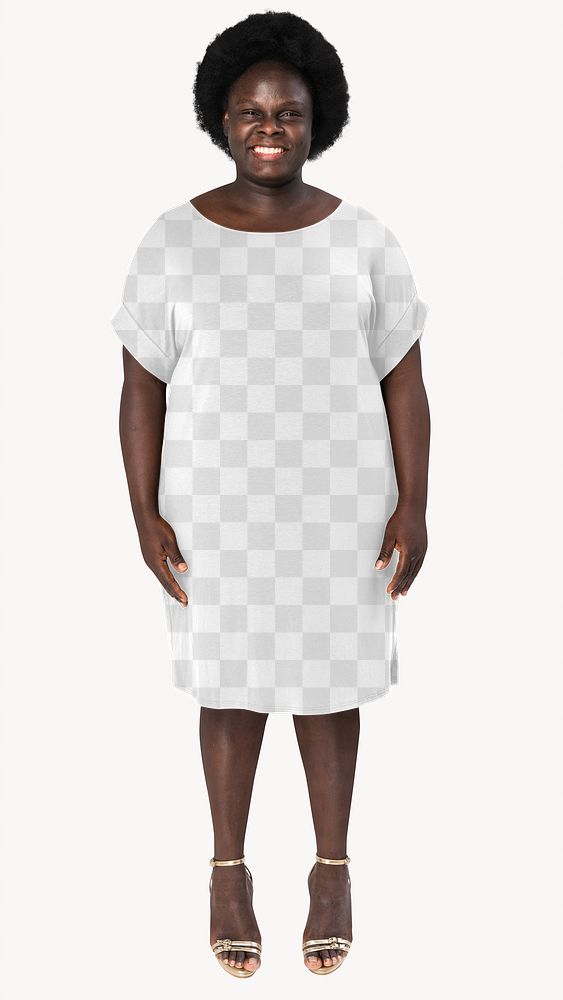Png casual dress mockup transparent on African American woman