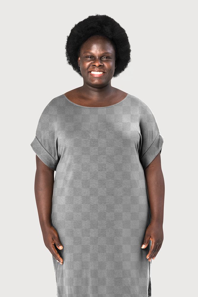 Png casual dress mockup transparent on African American woman closeup