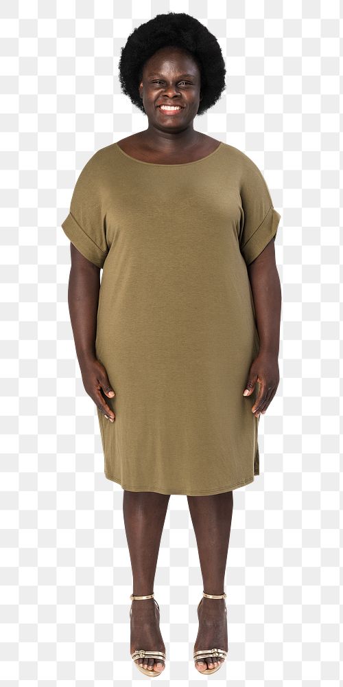 Png green dress mockup on African American woman