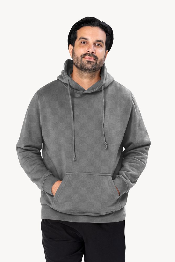 Png hoodie mockup transparent on Indian man