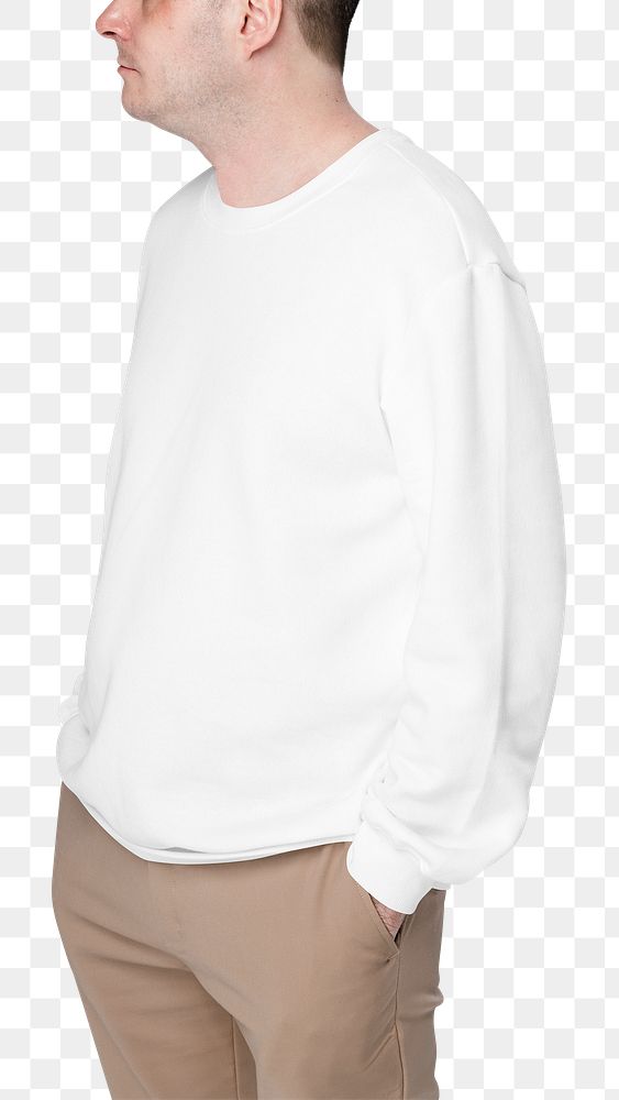Png white sweater mockup on transparent background