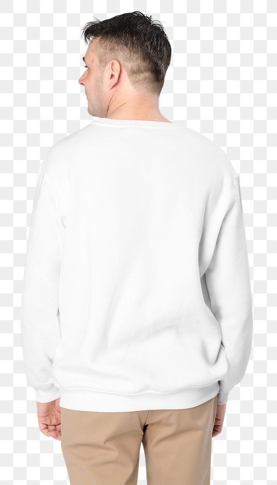 Png white sweater mockup transparent rear view
