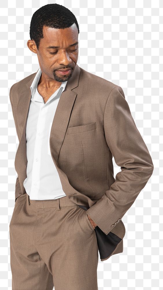 Png brown suit mockup on African American man 