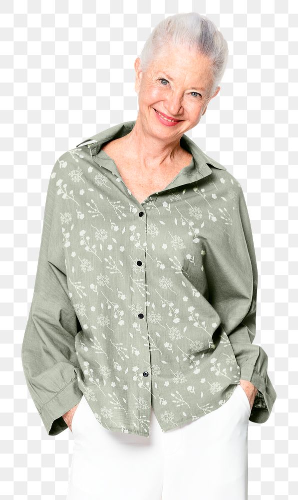 Floral shirt png mockup in green oversized apparel