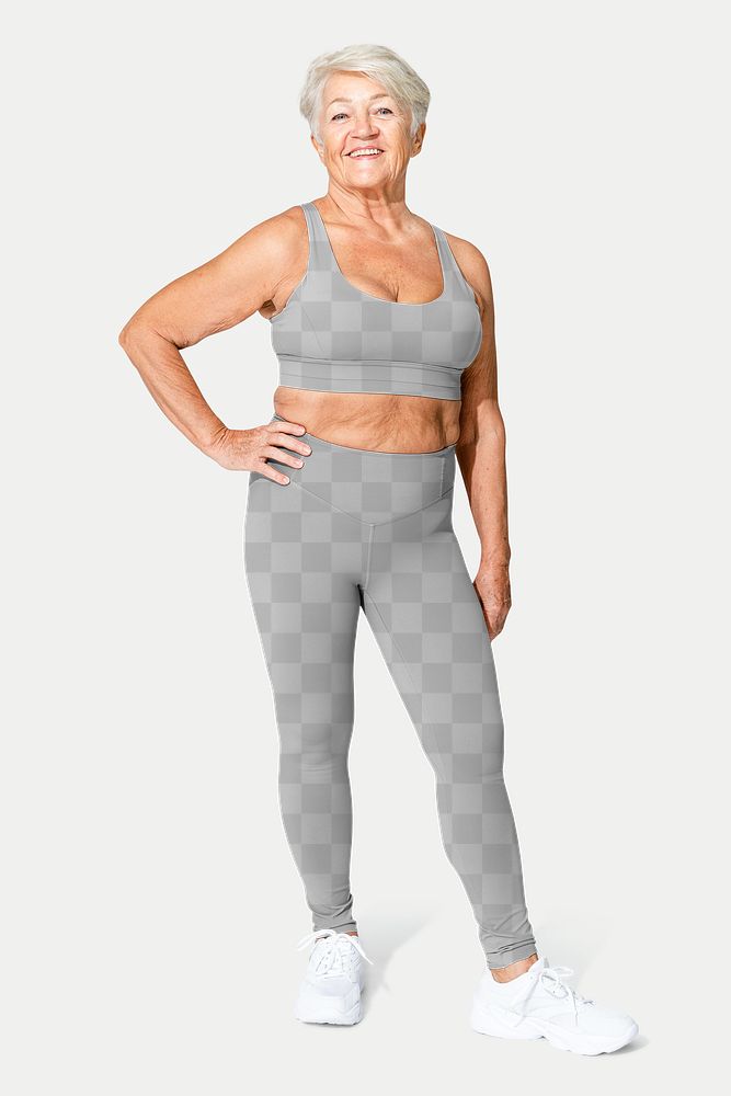 Sports bra png mockup and yoga pants transparent full body