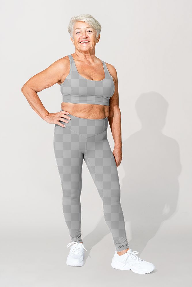 Sports bra png mockup and yoga pants transparent full body