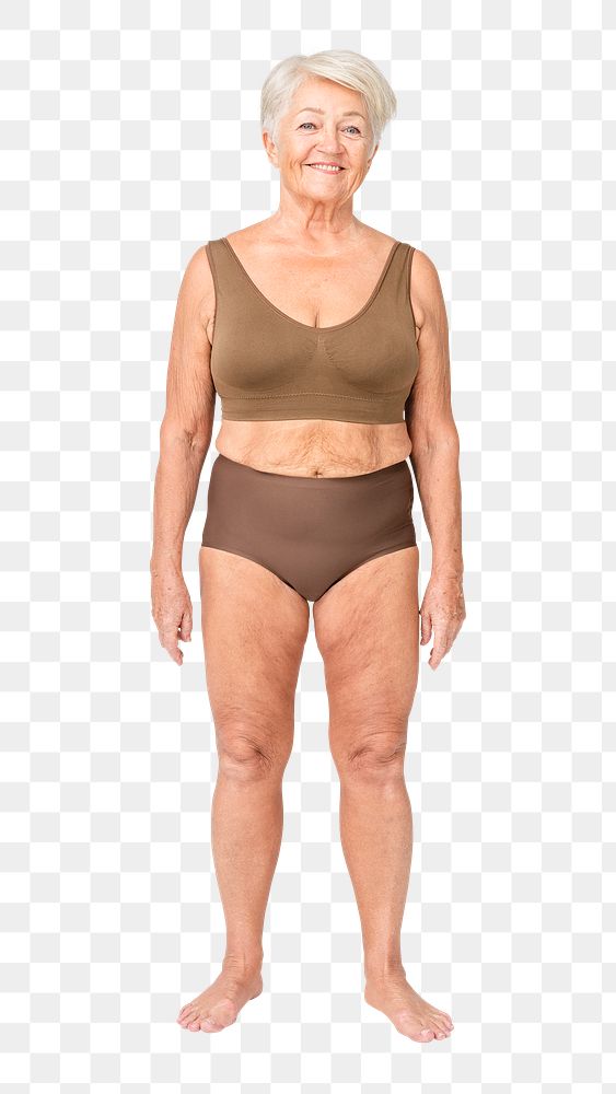 Brown lingerie png mockup on size inclusive model, women’s apparel