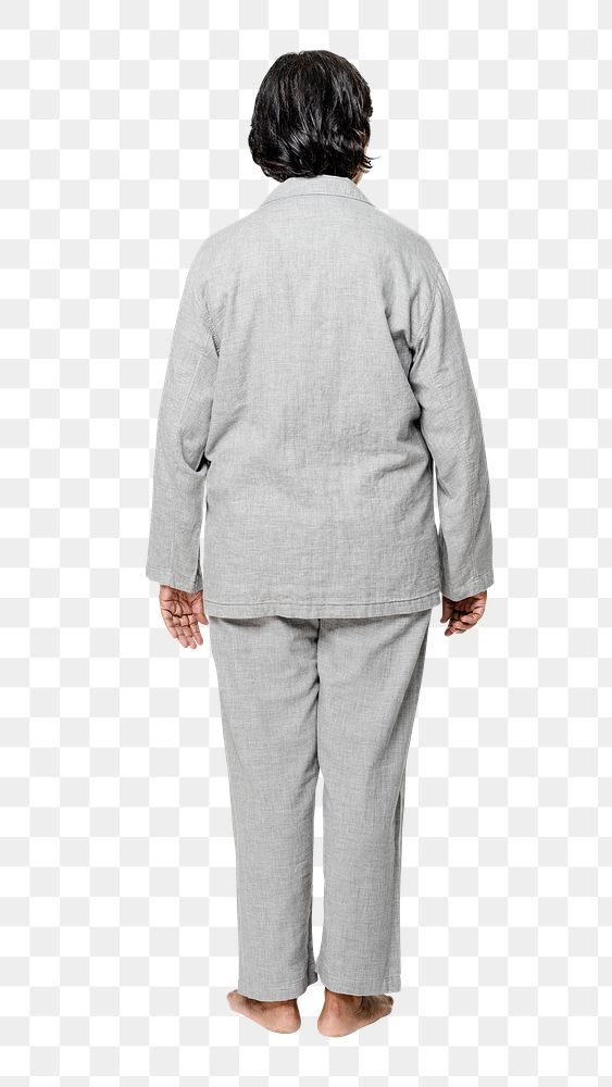 Gray pajamas png mockup nightwear apparel shoot rear view