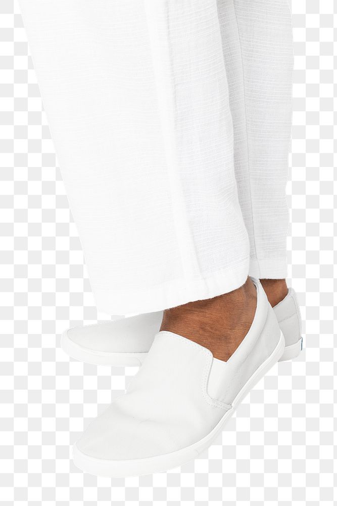 White slip-on png mockup shoes basic apparel close up
