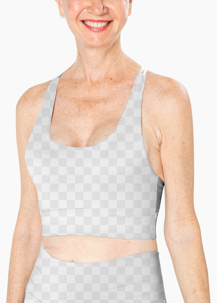 Women’s sports bra png mockup transparent sportswear apparel close up