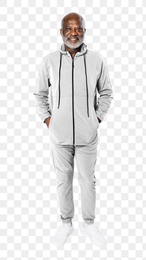 Light gray tracksuit mockup png in sportswear fashion full body