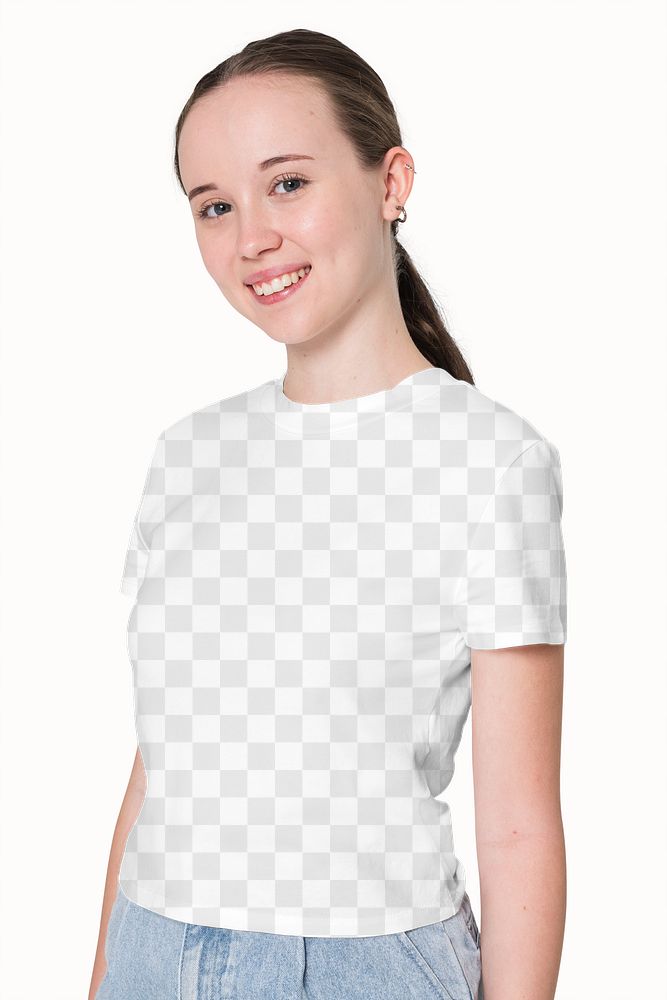 Png transparent t-shirt mockup for girls youth apparel
