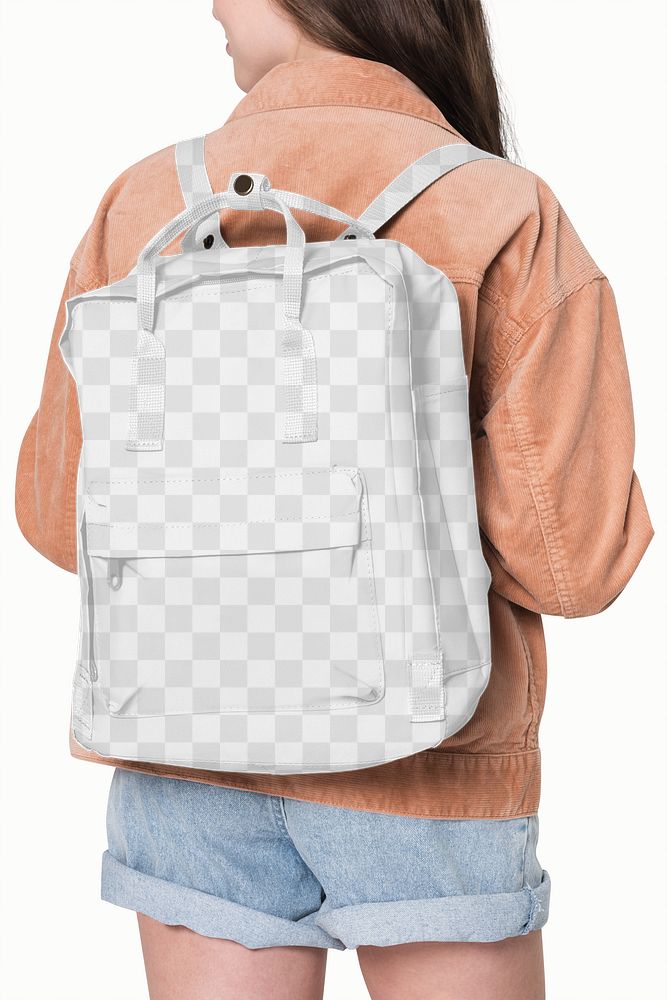 Png student backpack mockup transparent for back to school fashion shoot