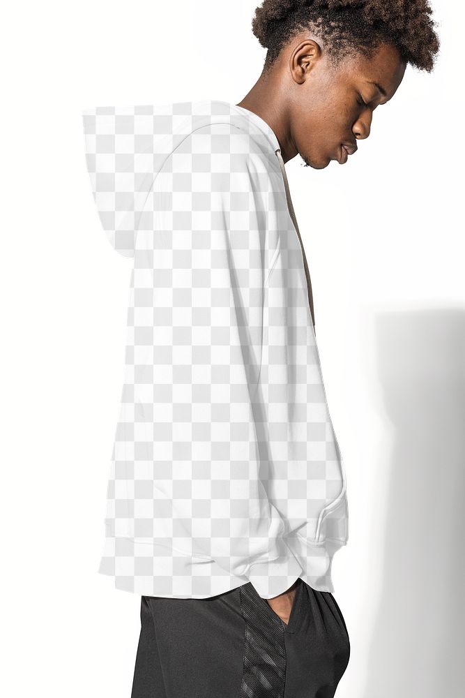 Png transparent hoodie mockup for winter youth apparel shoot