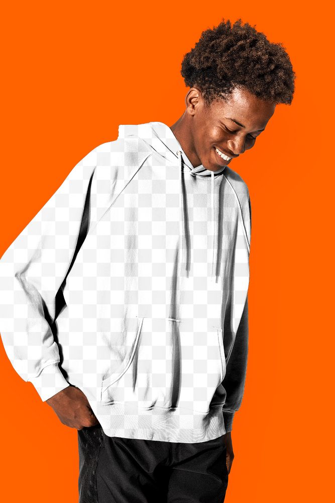 Png transparent hoodie mockup for winter youth apparel shoot