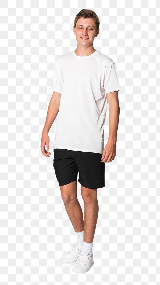 Png white t-shirt mockup for boys youth apparel