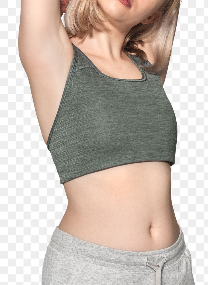 Png girls’ sports bra mockup green activewear photoshoot