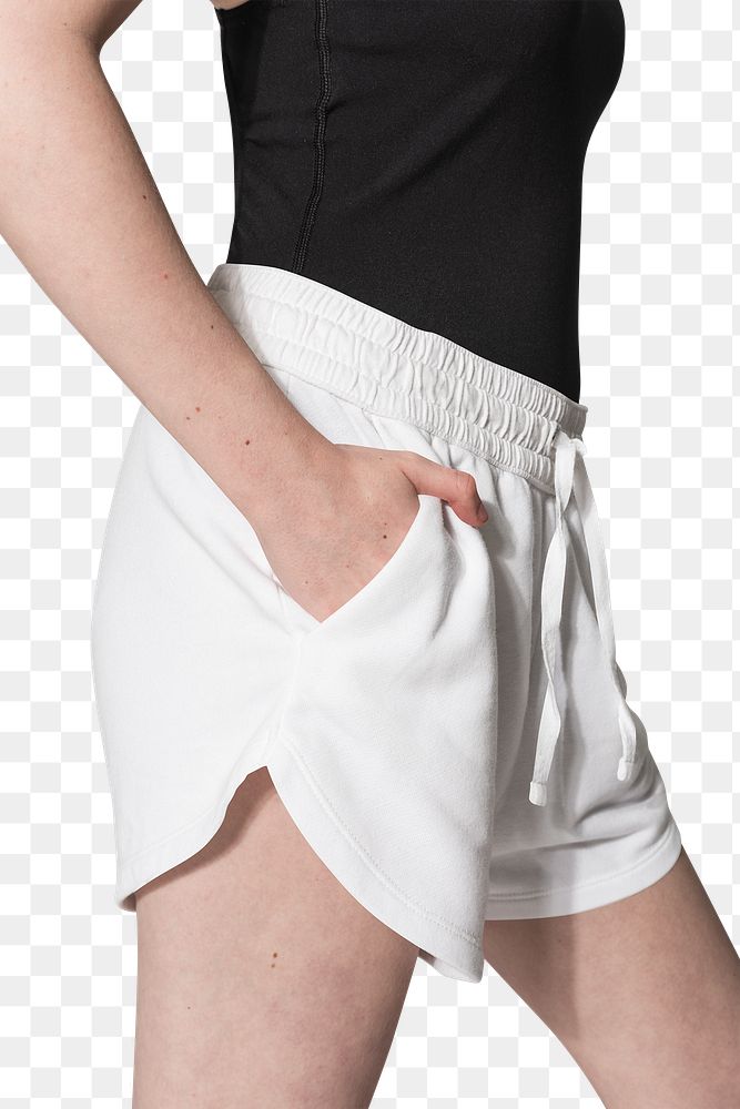 Png girls&rsquo; white shorts mockup activewear photoshoot