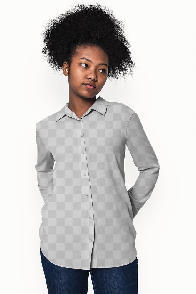 Png transparent shirt mockup for girls’ teen’s apparel photoshoot