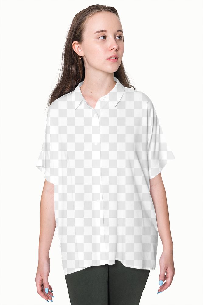 Png transparent shirt mockup for girls&rsquo; youth apparel photoshoot