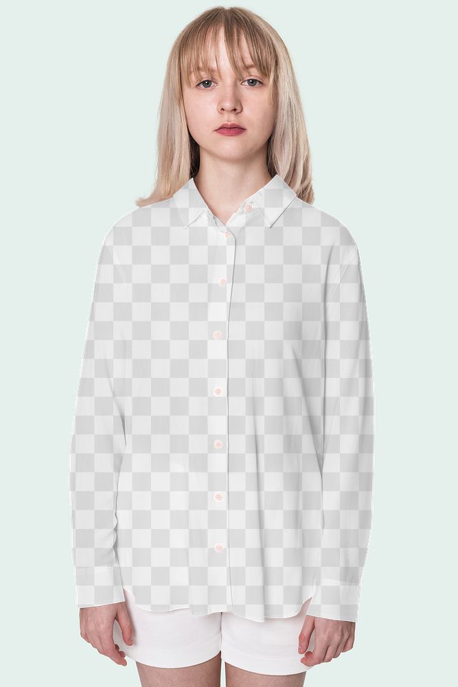 Png transparent shirt mockup for girls&rsquo; teen&rsquo;s photoshoot