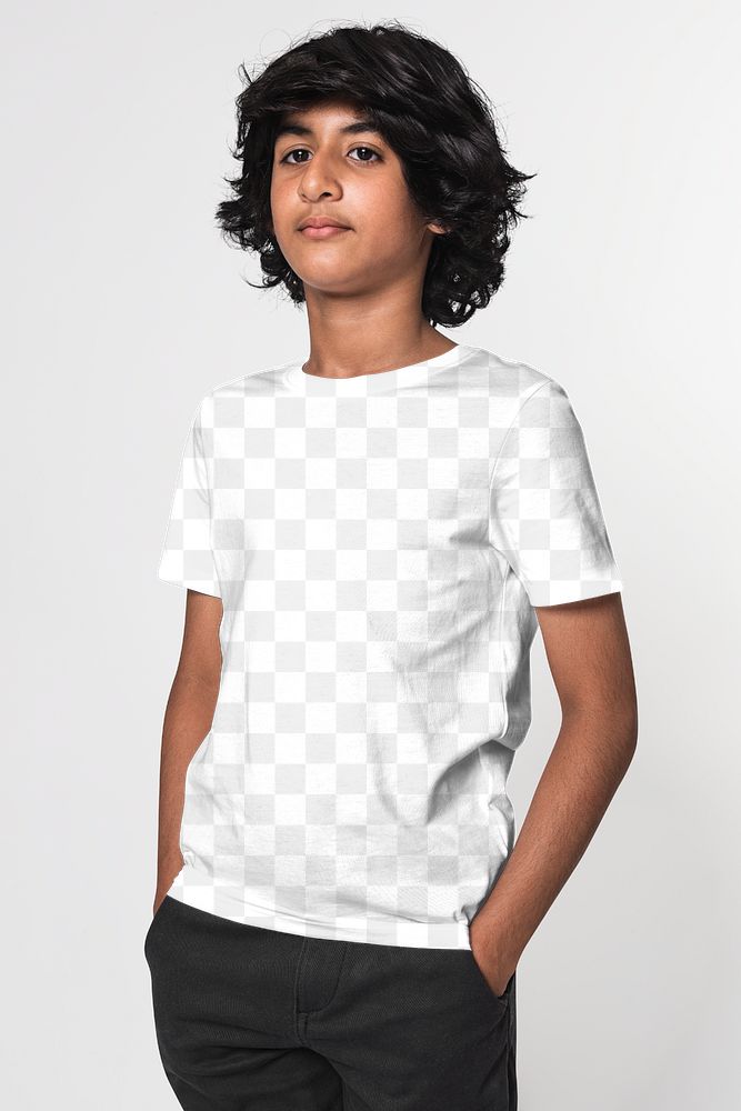 Png transparent t-shirt mockup for boys youth apparel