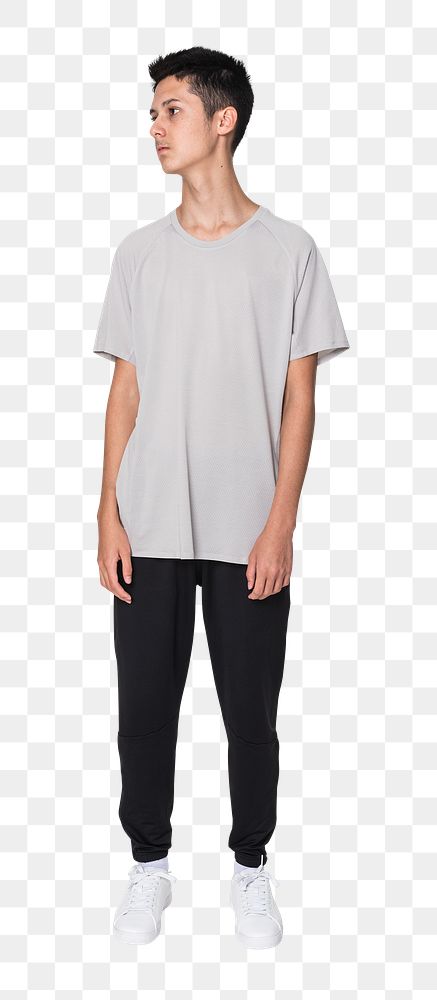 Png gray t-shirt mockup for boys youth apparel