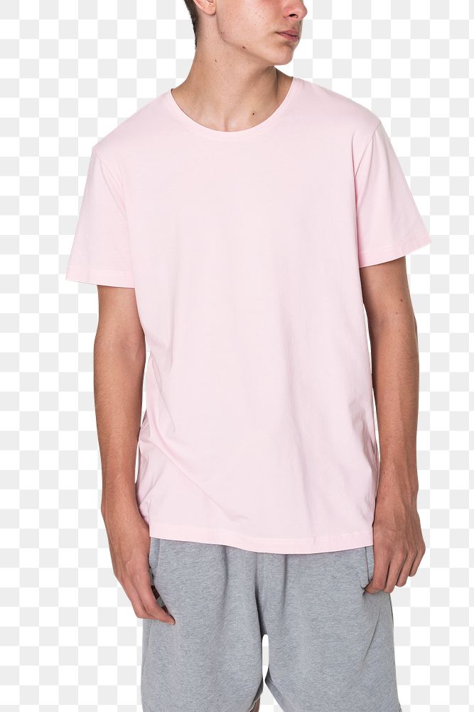 Png pink t-shirt mockup for boys youth apparel 
