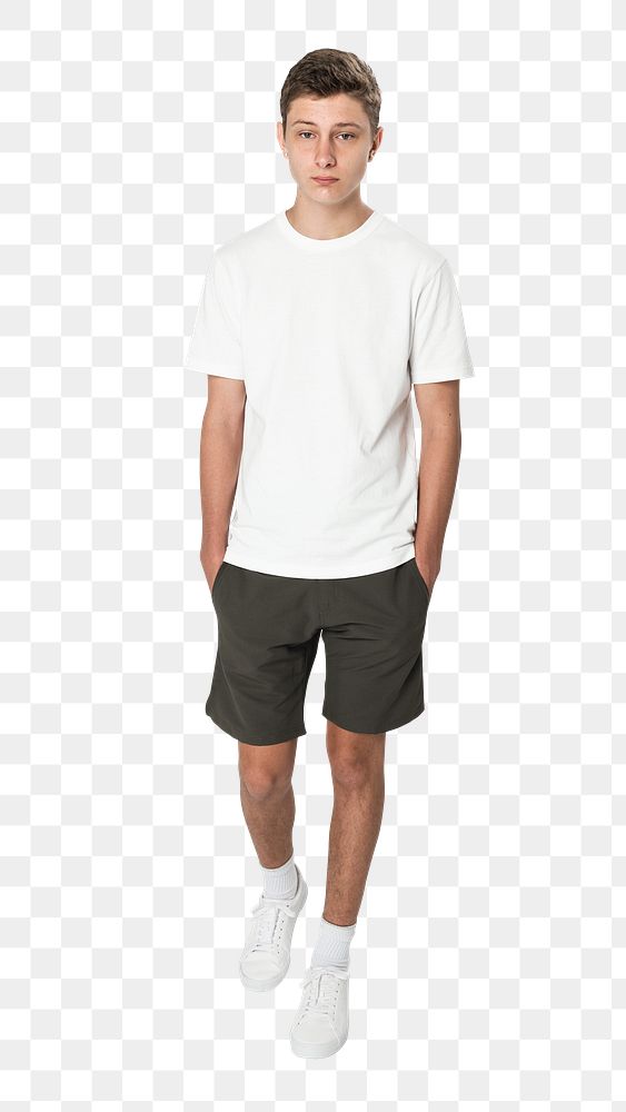 Png white t-shirt mockup for boys youth apparel