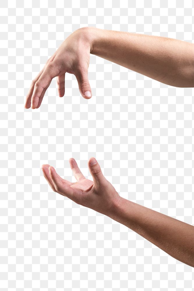 Hands grasping something png transparent background 