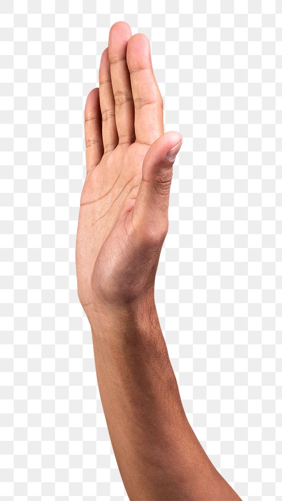 Palm touching invisible screen png hand gesture
