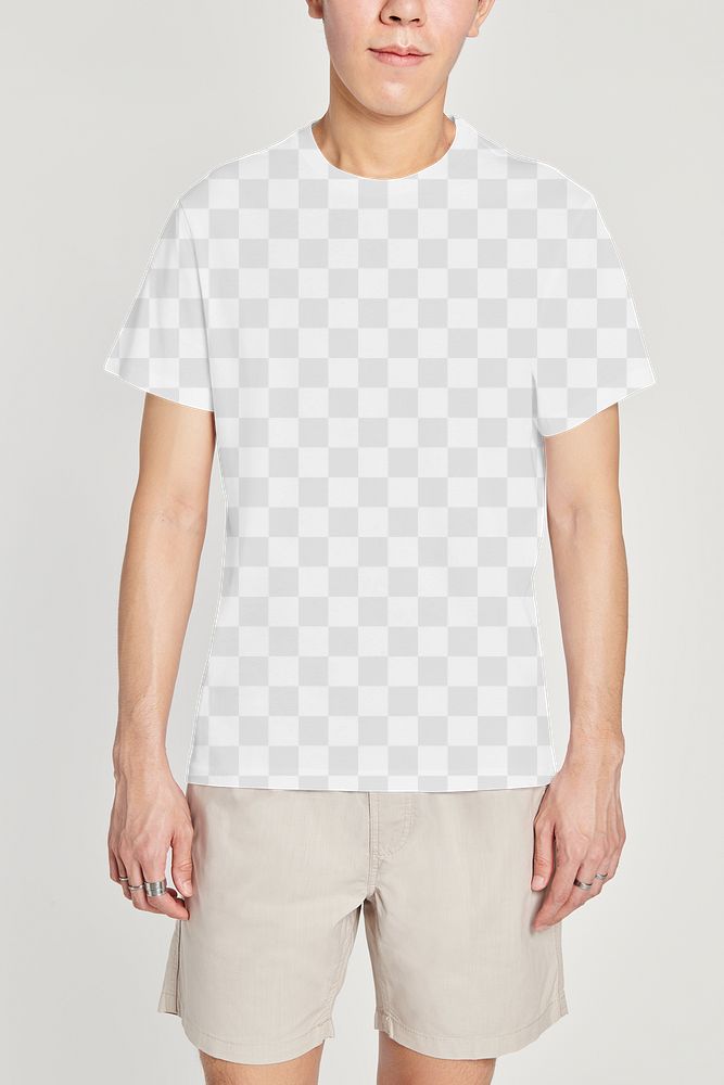 Png men's tee mockup with beige shorts