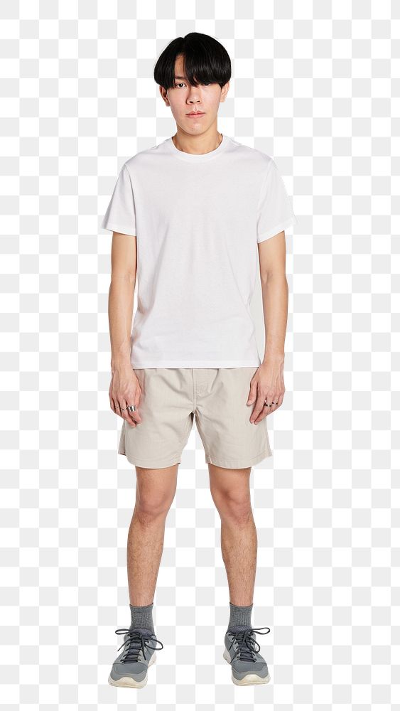 Asian man in a white t-shirt mockup
