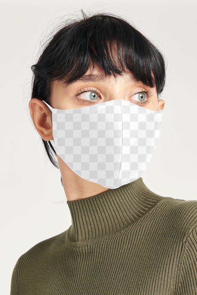 PNG woman in face mask mockup 