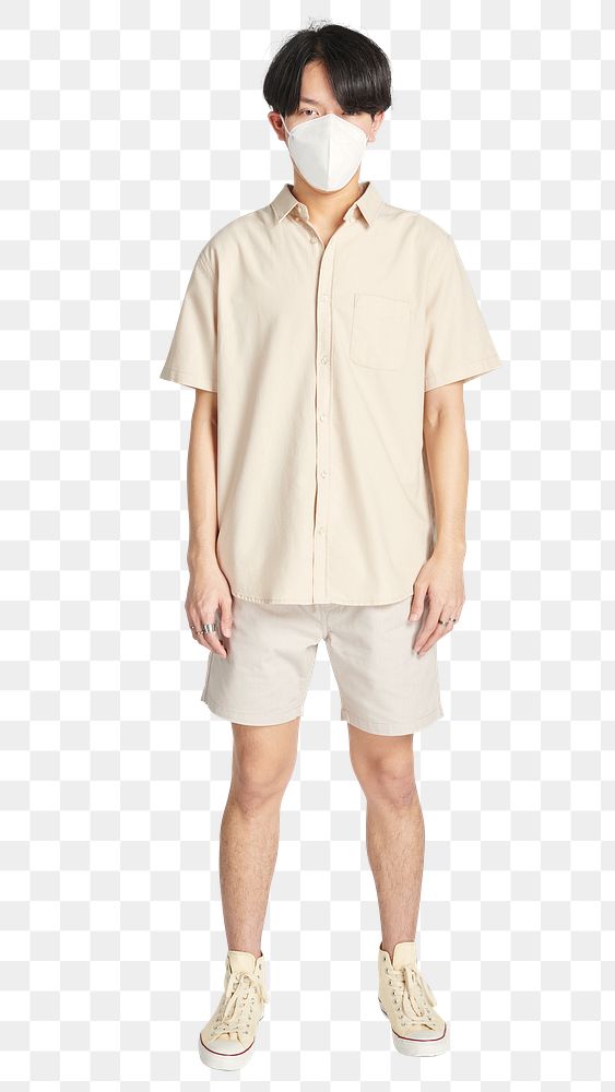 Png man in a beige shirt mockup