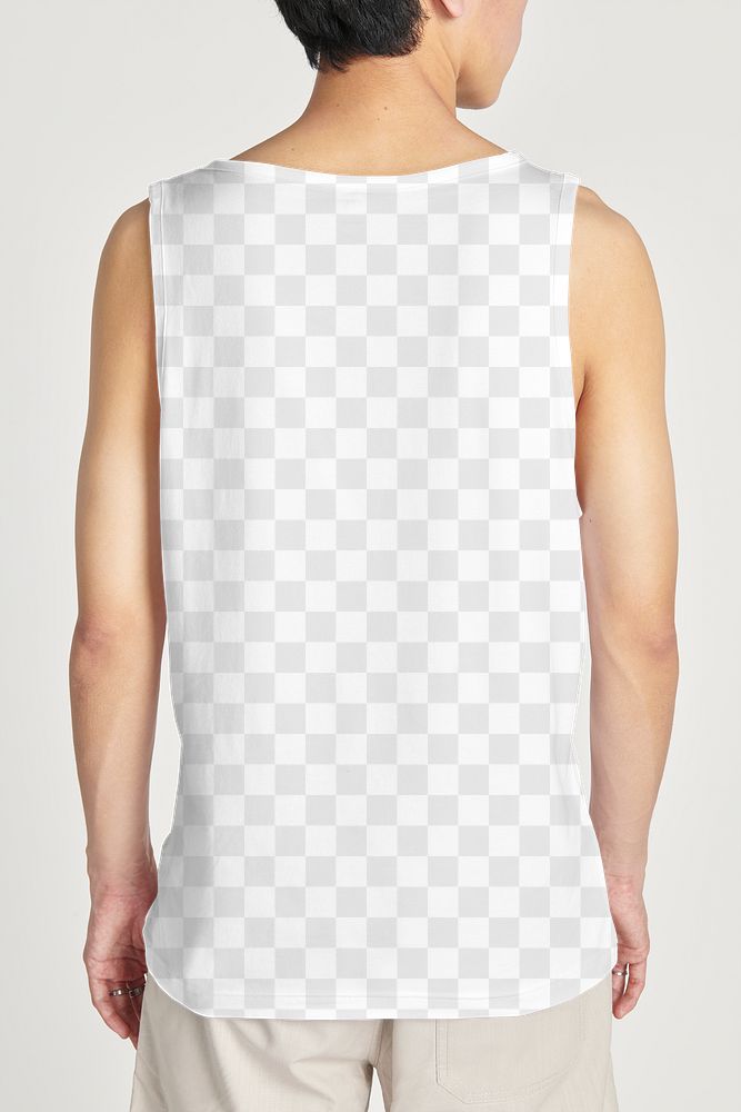 Man's white tank top png on a model mockup