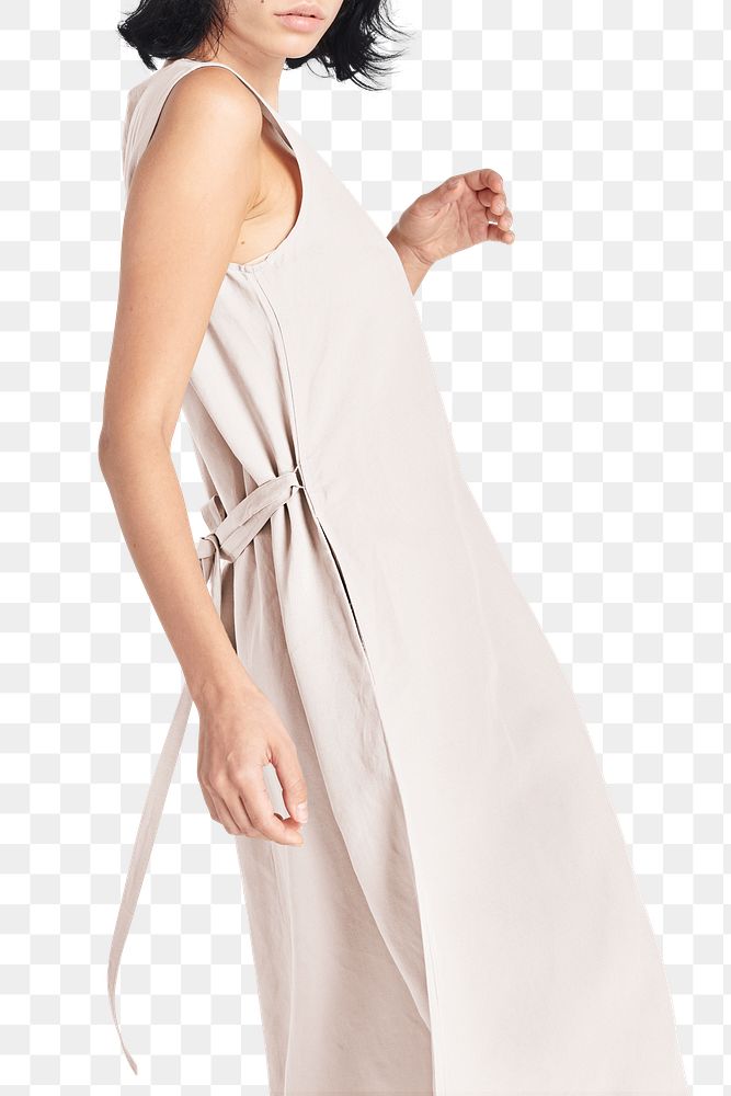 PNG woman in a minimal long dress mockup
